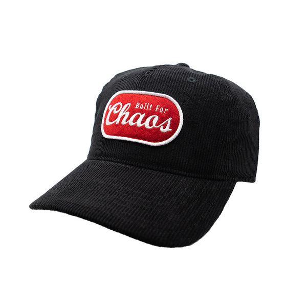 Ruckus Company Built For Chaos Snapback Hat Black Corduroy with Red Patch