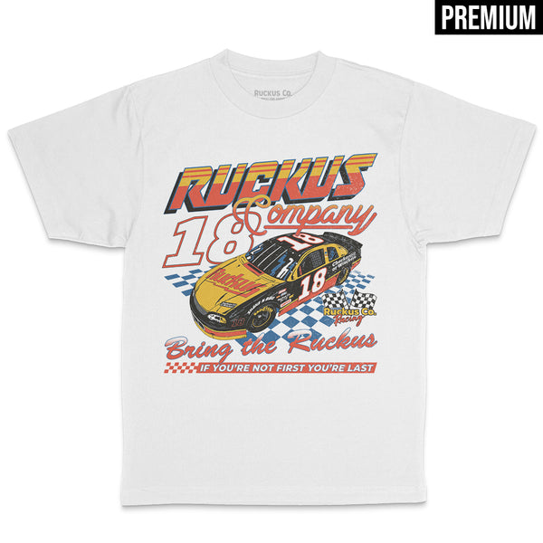 Ruckus Co. Ricky Bobby NASCAR Style Shirt White